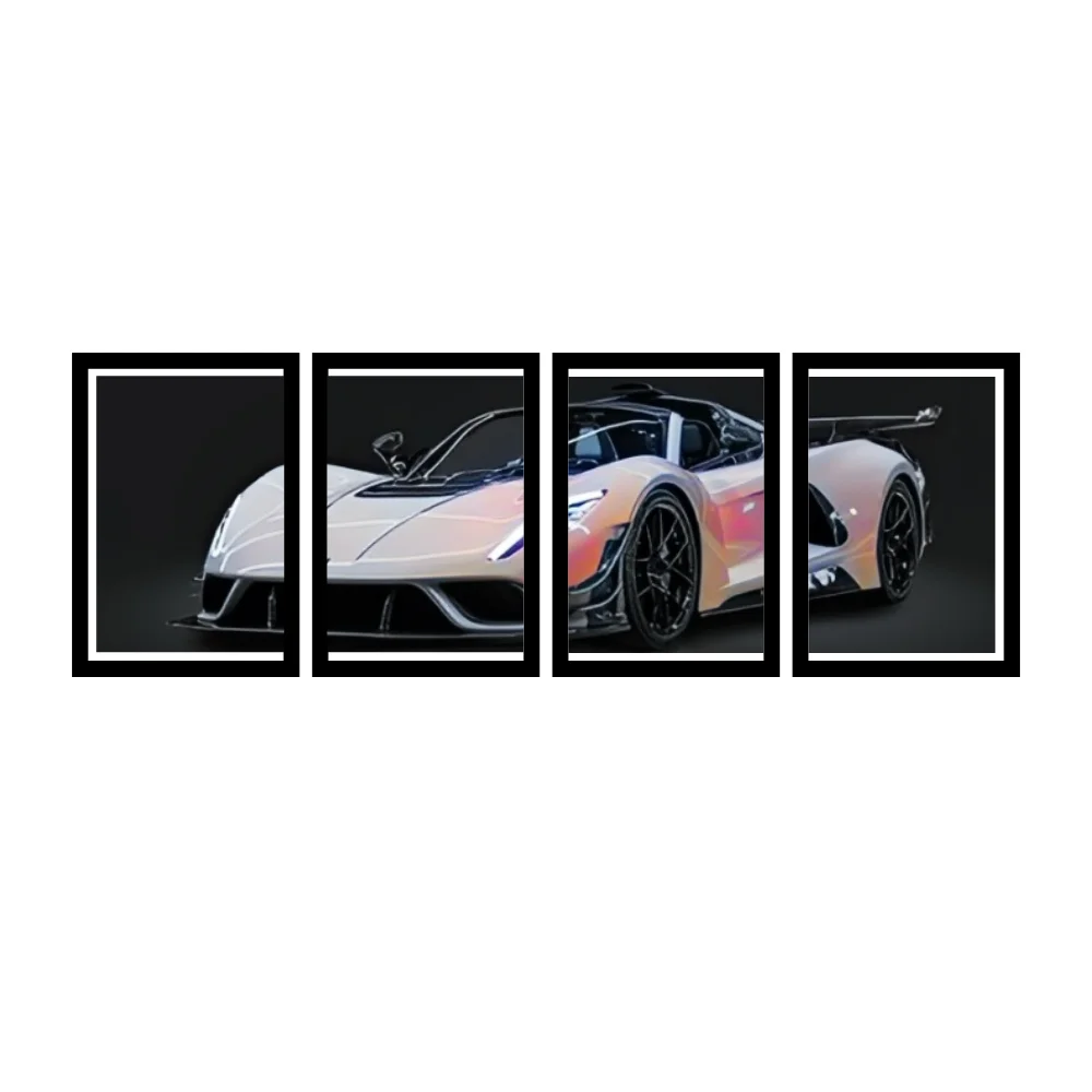 Djane Studio Supercars Wall Frame Set | Premium Wall Art for Living Room, Bedroom, Office & Gaming Room | Modern Home Décor | Pack of 4 | Size 12x8 Inch